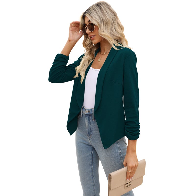 POGTMM Tailored Blazer Women Open Front Cardigans for Women Classy Cardigans (Dark Green, L) - Image 4